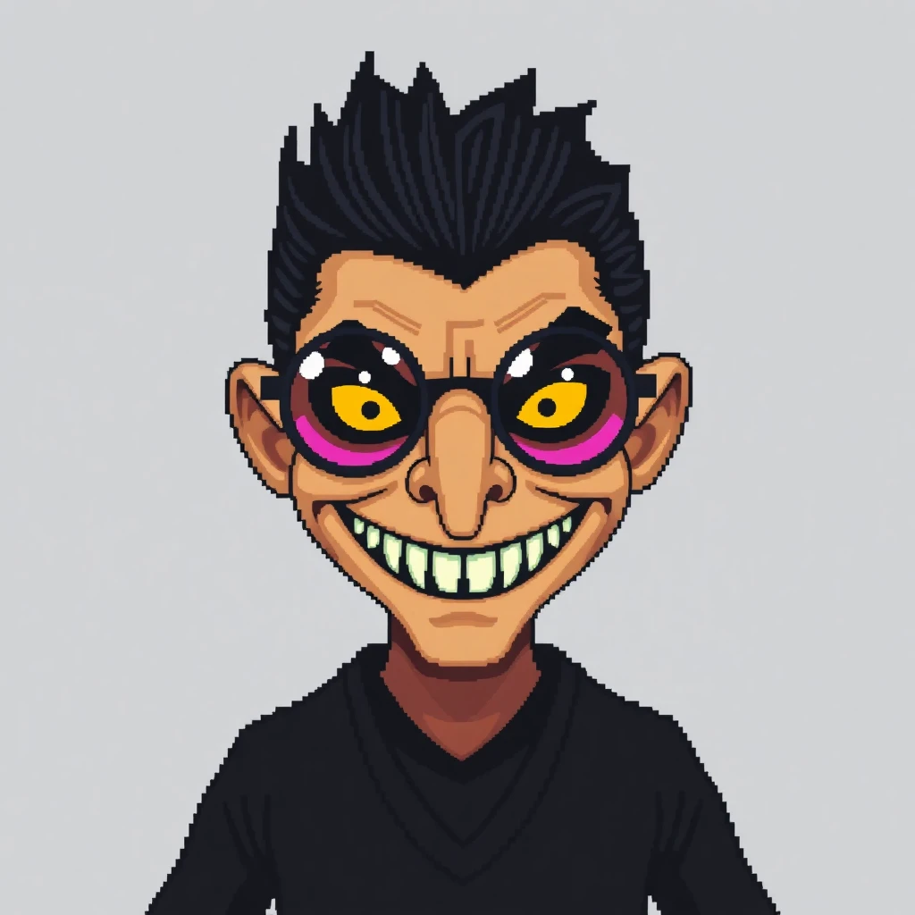 A pixel art portrait of Spamton G. Spamton